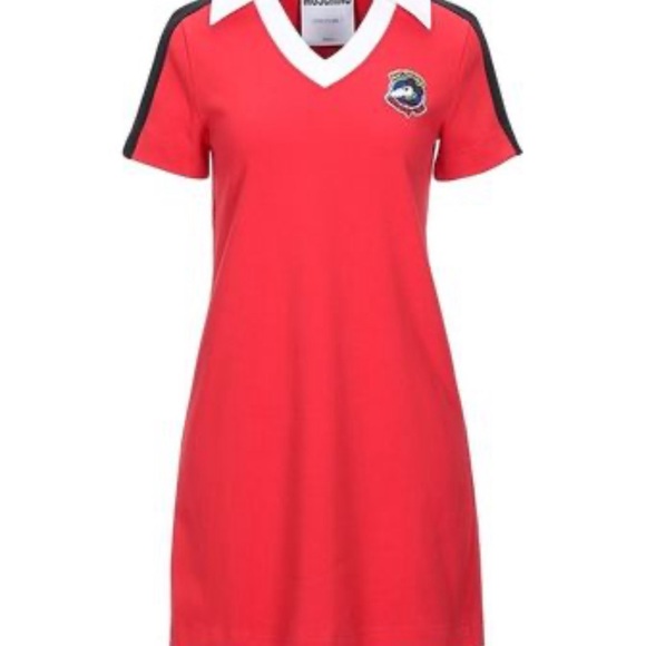 NWT MOSCHINO couture 4 xs red polo mini dress cotton elastic short sleeve - Picture 2 of 8